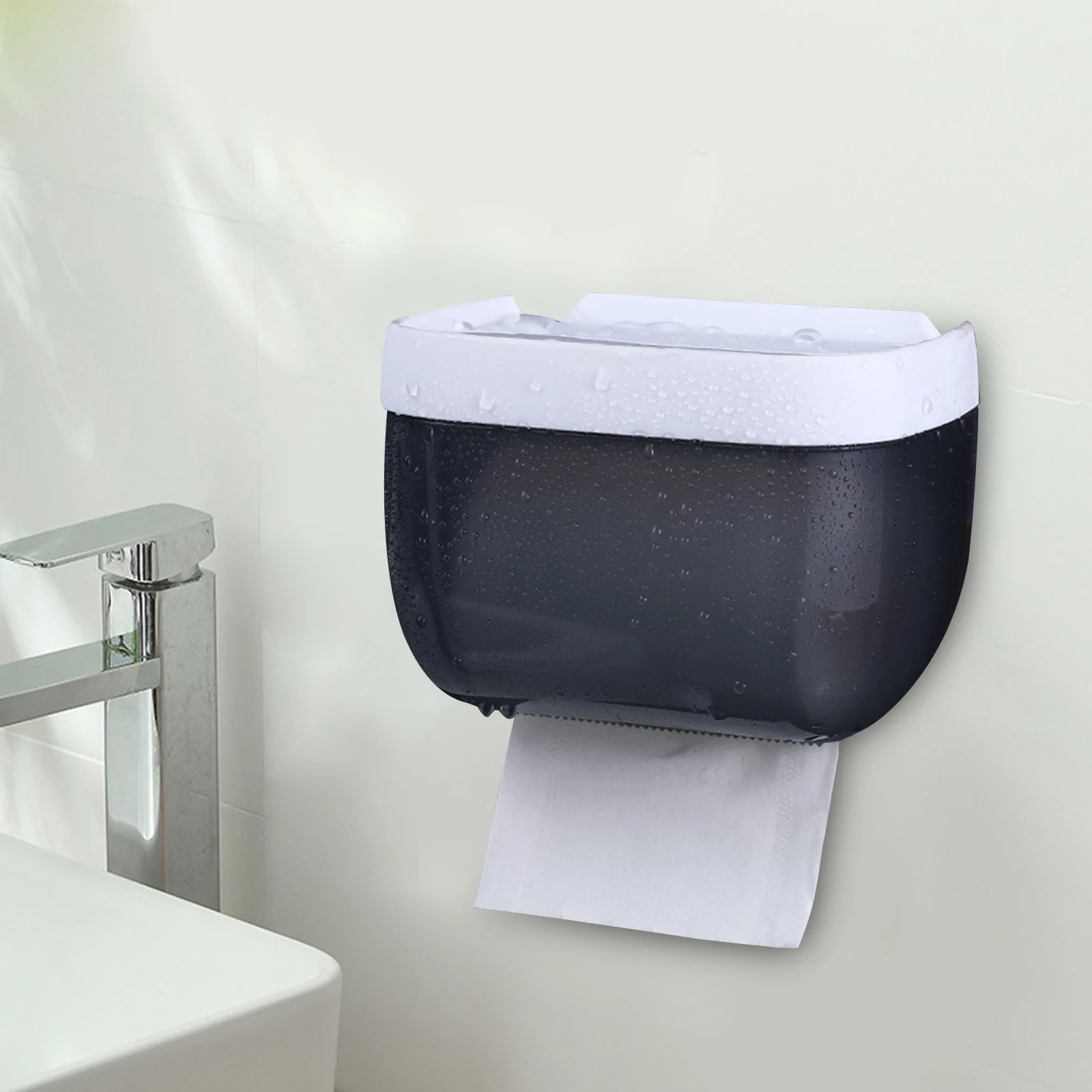 No-Drill Toilet Paper Holder Box with Shelf