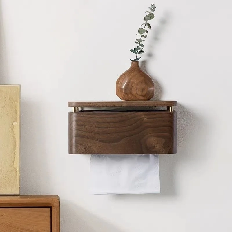 Wooden Wall-Mounted Tissue Box