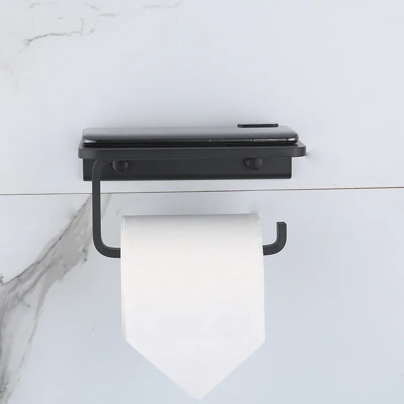 Aluminum Toilet Paper Holder with Phone Shelf - Image 4