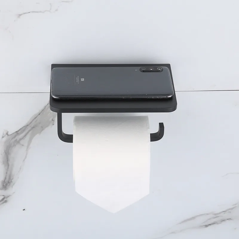 Aluminum Toilet Paper Holder with Phone Shelf - Image 5