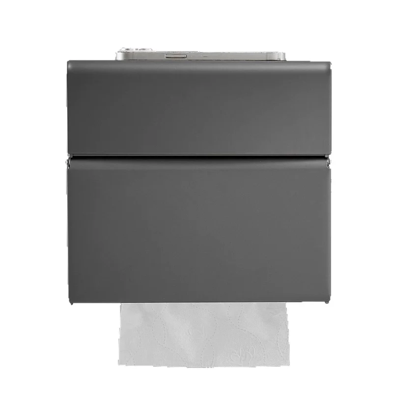 Aluminum Toilet Paper Holder with Shelf - Image 5