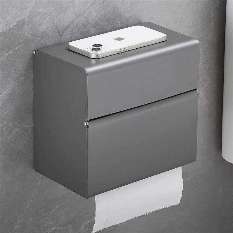Aluminum Toilet Paper Holder with Shelf