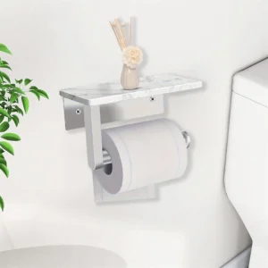 Stainless Steel Toilet Paper Holder with Marble Shelf
