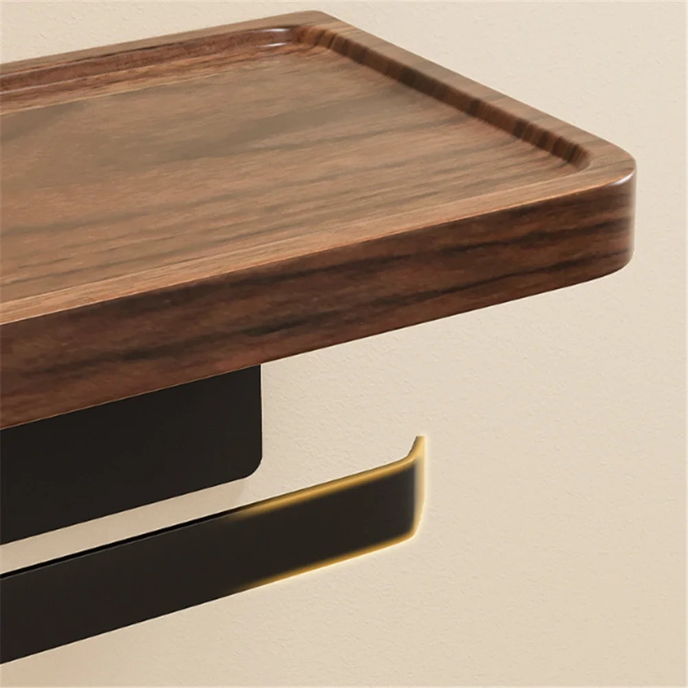 Walnut Toilet Paper Holder with Shelf - Image 4