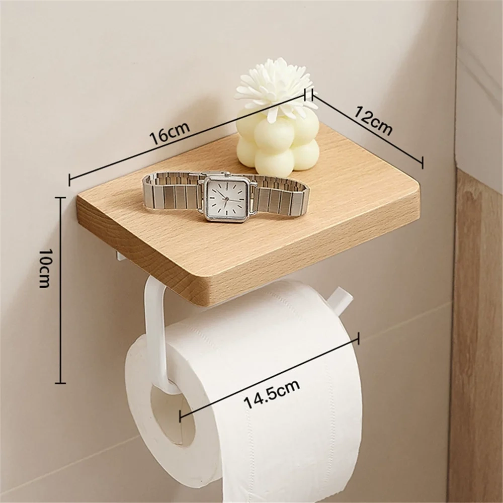 Walnut Toilet Paper Holder with Shelf - Image 5