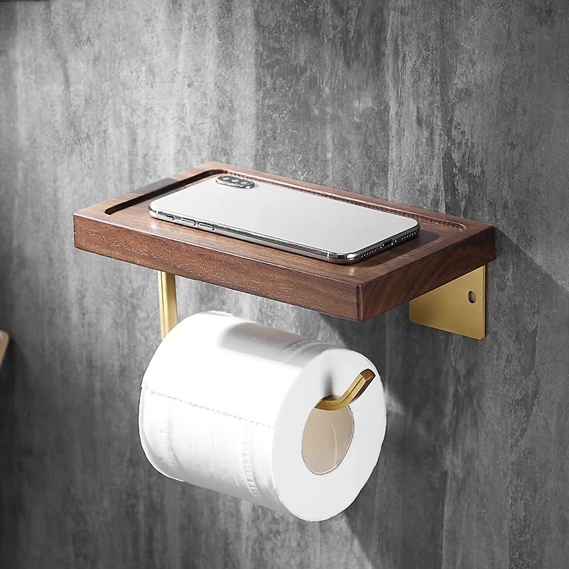 Walnut Wall Mounted Toilet Paper Holder - Image 3