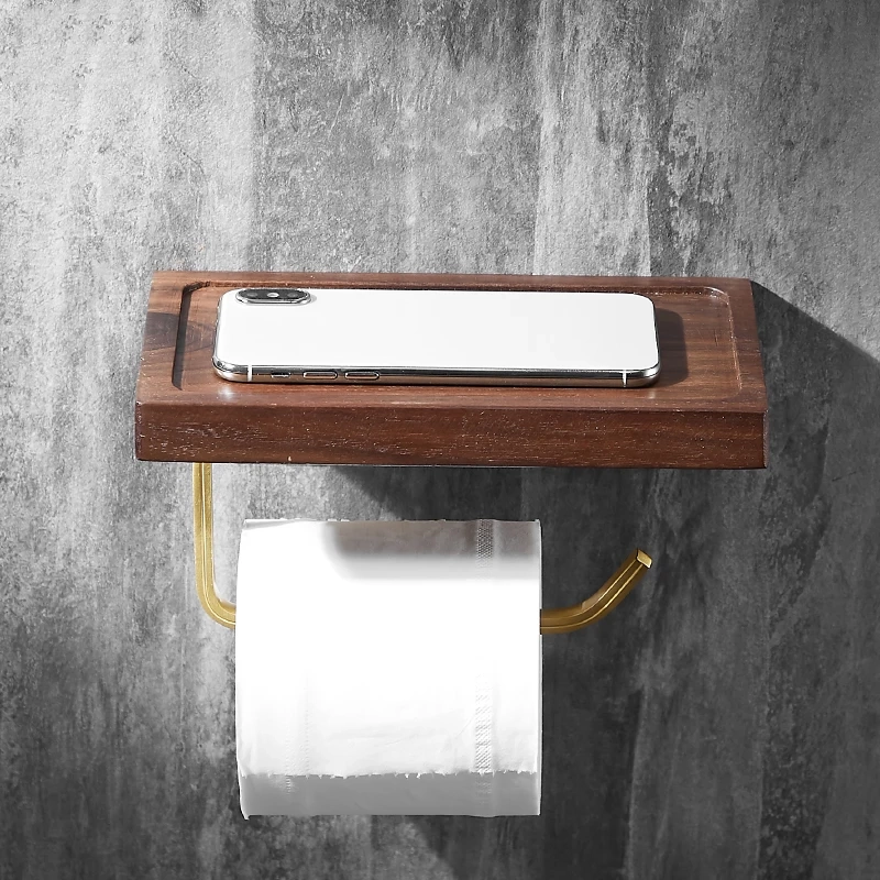 Walnut Wall Mounted Toilet Paper Holder - Image 5