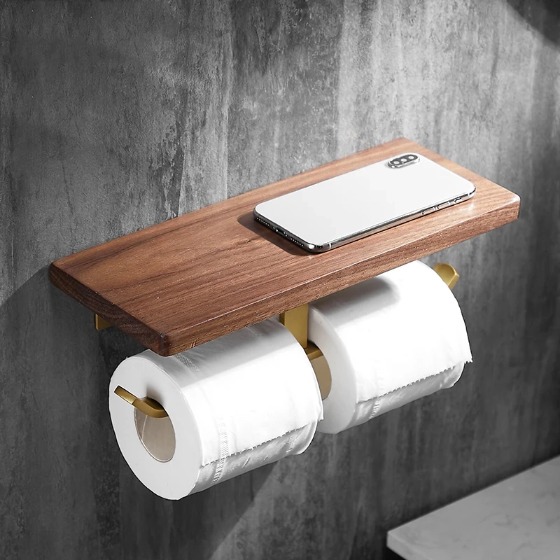 Walnut Wall Mounted Toilet Paper Holder - Image 6