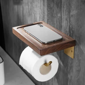 Walnut Wall Mounted Toilet Paper Holder