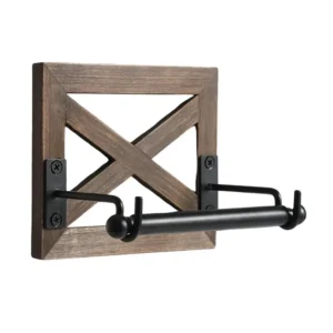 Rustic Wood and Metal Toilet Paper Holder