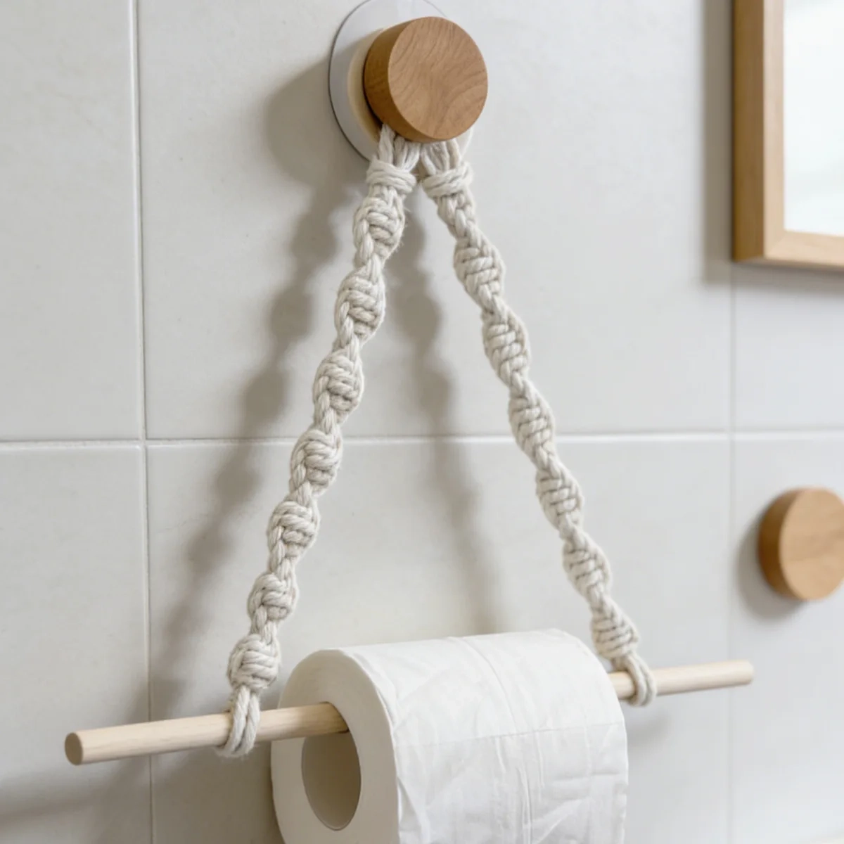 Rustic Wood No-Drill Toilet Paper Holder - Image 4
