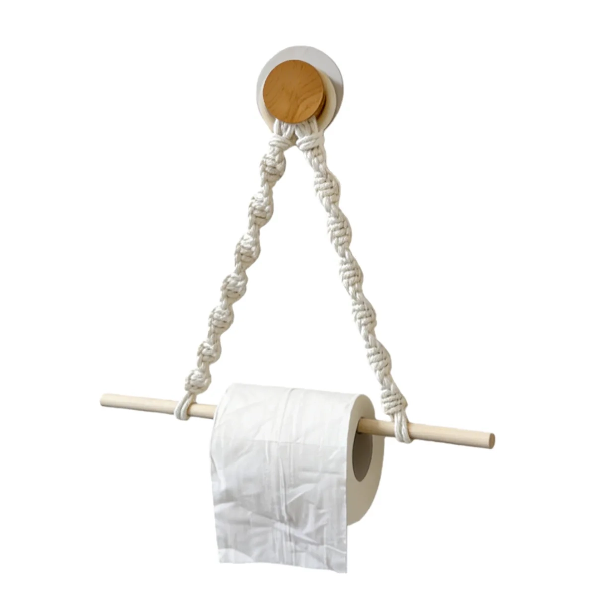 Rustic Wood No-Drill Toilet Paper Holder - Image 5