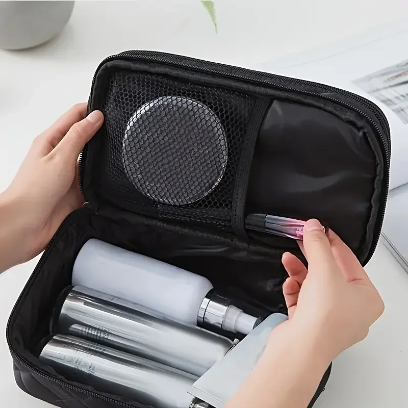Double Layer Nylon Makeup Toiletry Bag - Image 3