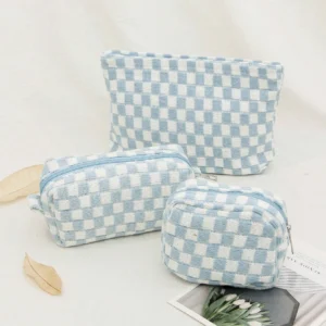 Knitted Checkerboard Makeup Toiletry Bag