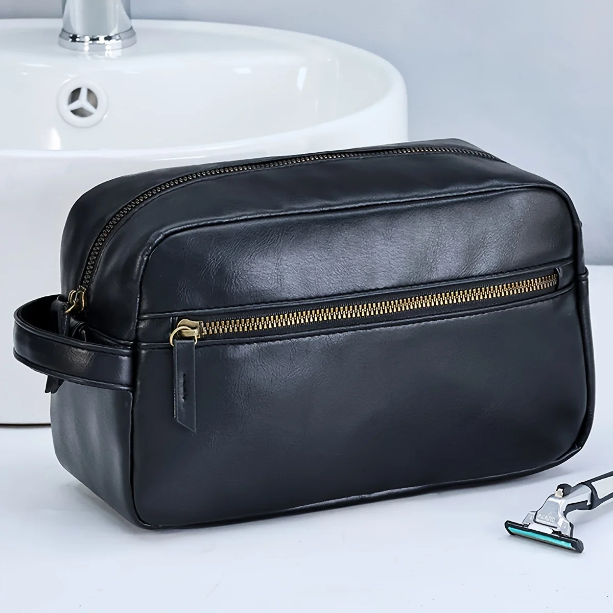 Waterproof PU Leather Travel Toiletry Bag - Image 5