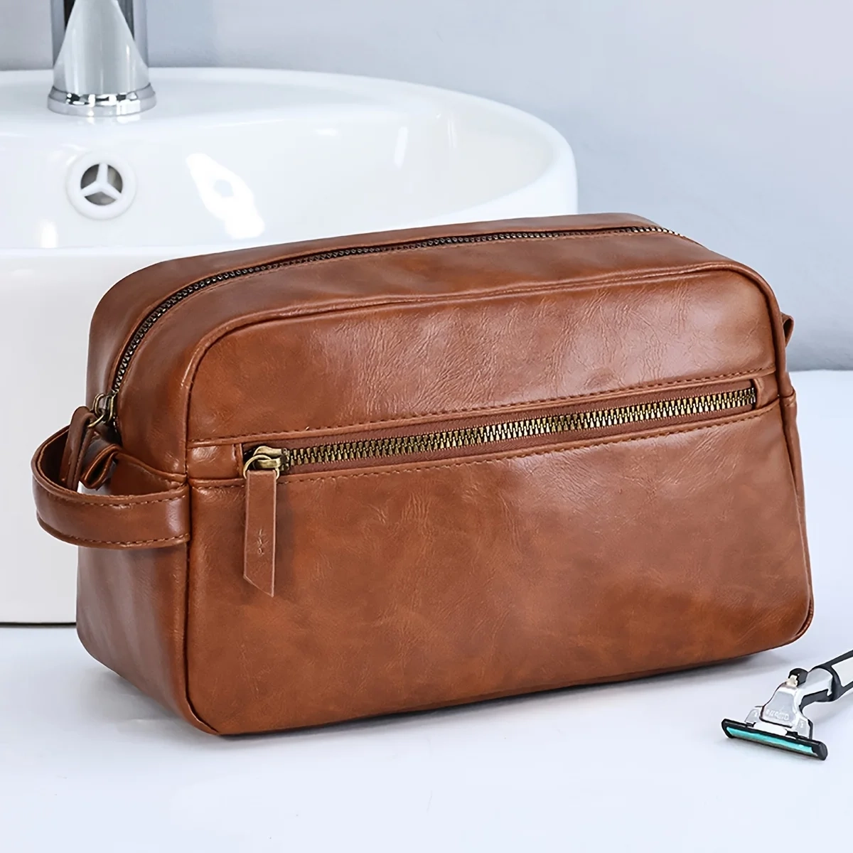 Waterproof PU Leather Travel Toiletry Bag - Image 4