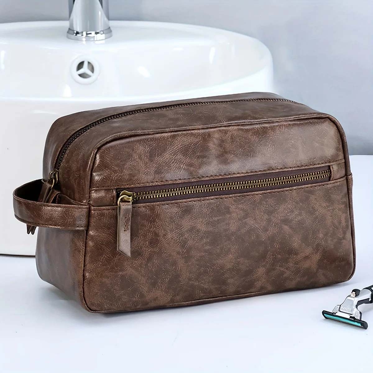 Waterproof PU Leather Travel Toiletry Bag - Image 6