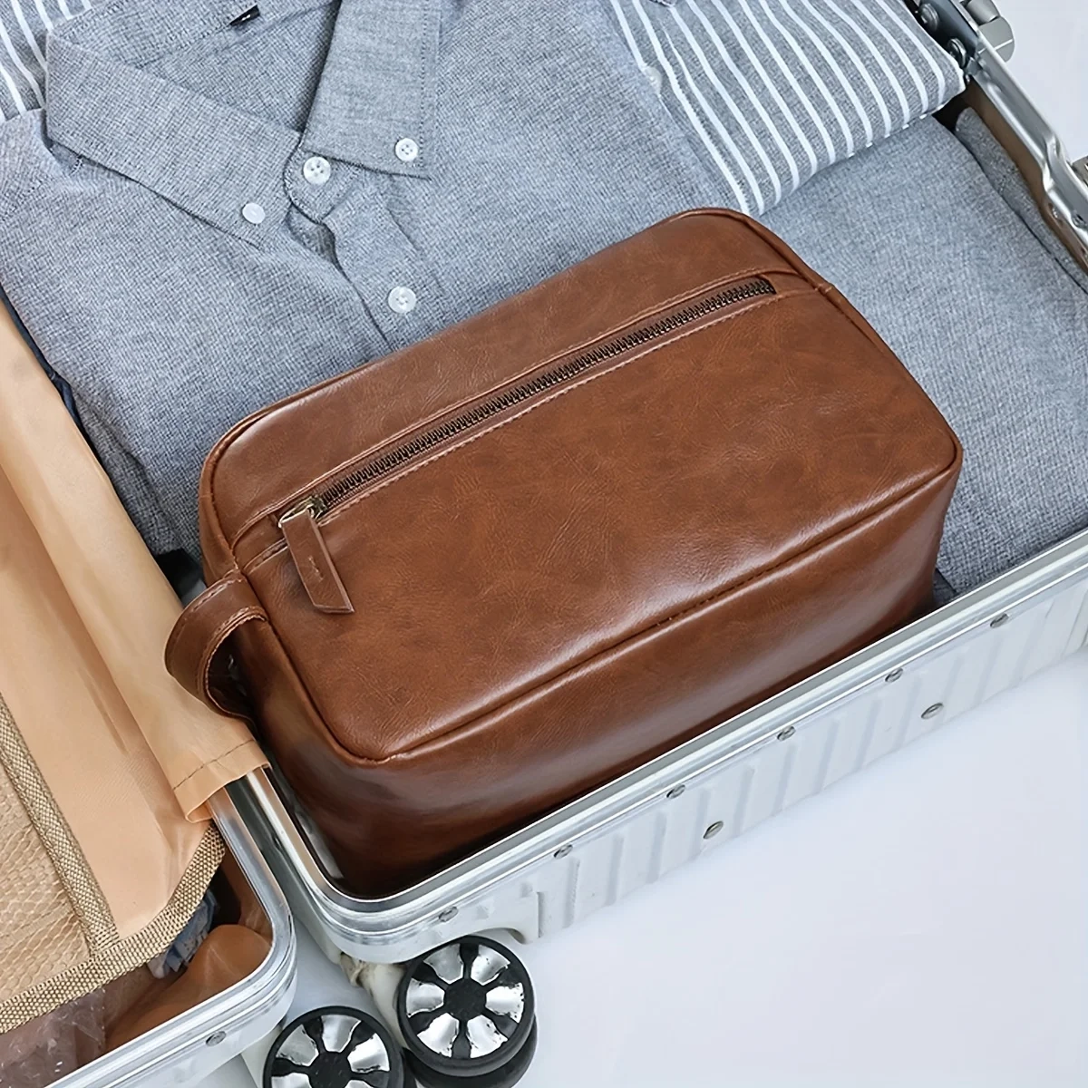 Waterproof PU Leather Travel Toiletry Bag