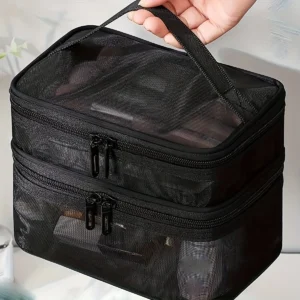 Double Layer Transparent Mesh Toiletry Bag