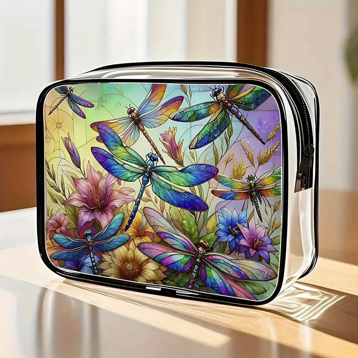 Clear Dragonfly Travel Toiletry Makeup Pouch