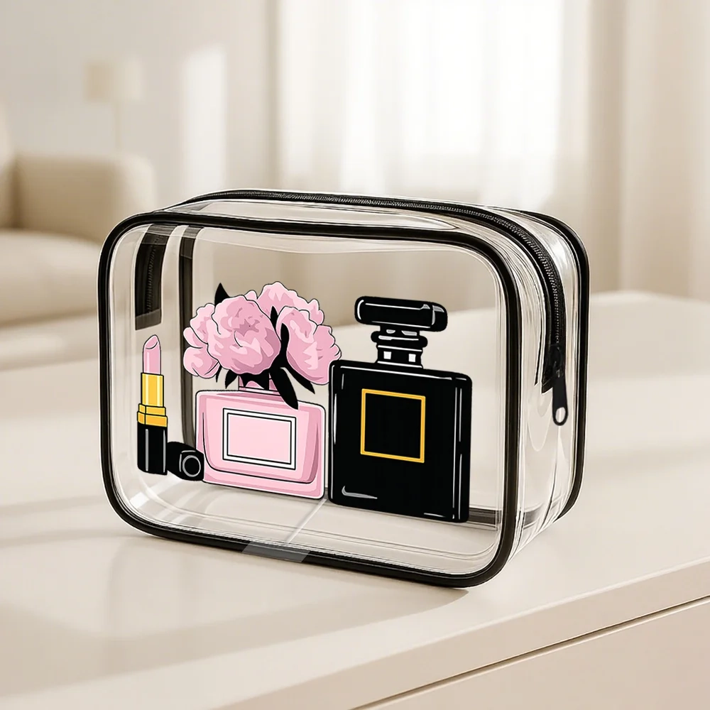Clear Floral Perfume Toiletry Makeup Bag - Image 4