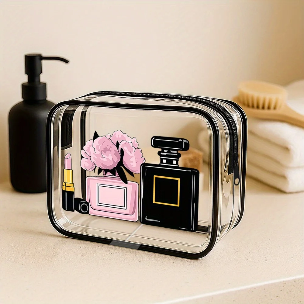 Clear Floral Perfume Toiletry Makeup Bag - Image 5