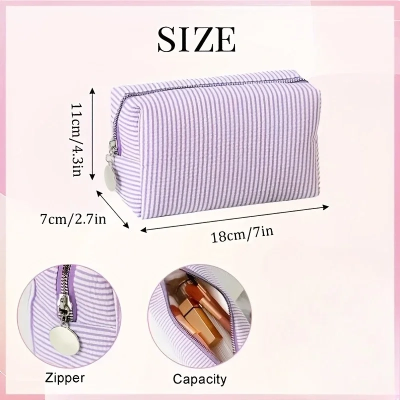 Striped Zippered Travel Toiletry Bag - Image 5
