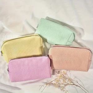 Striped Zippered Travel Toiletry Bag