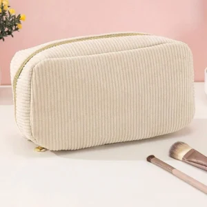 Fluffy Corduroy Multi-Compartment Toiletry Bag