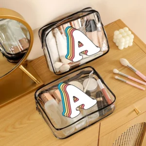 Floral Letter Transparent Toiletry Bag