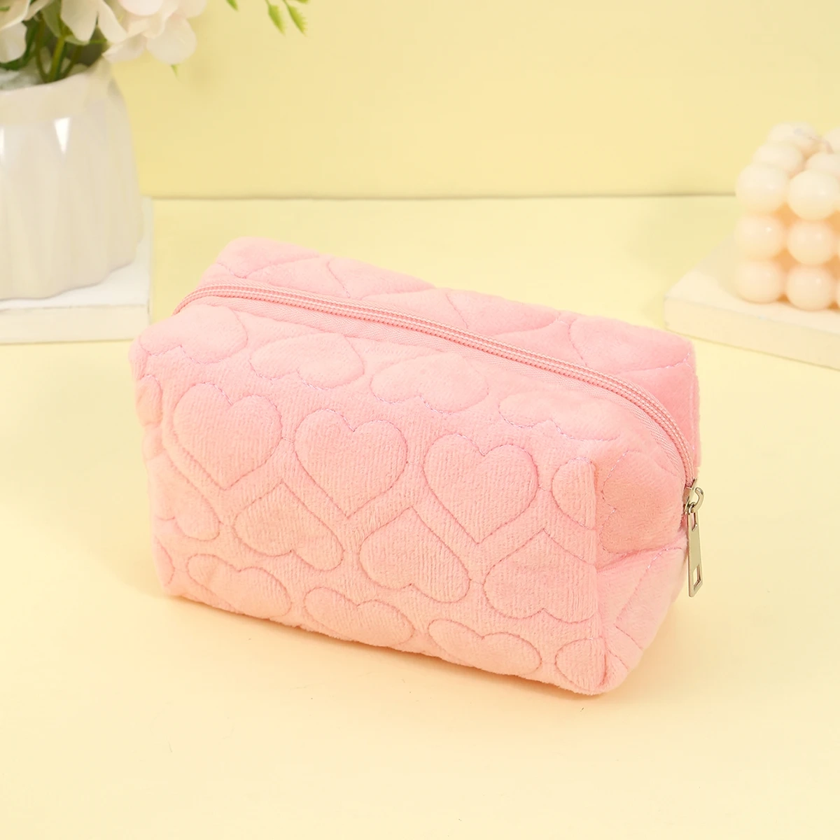 Heart Print Zipper Travel Makeup Toiletry Bag - Image 5