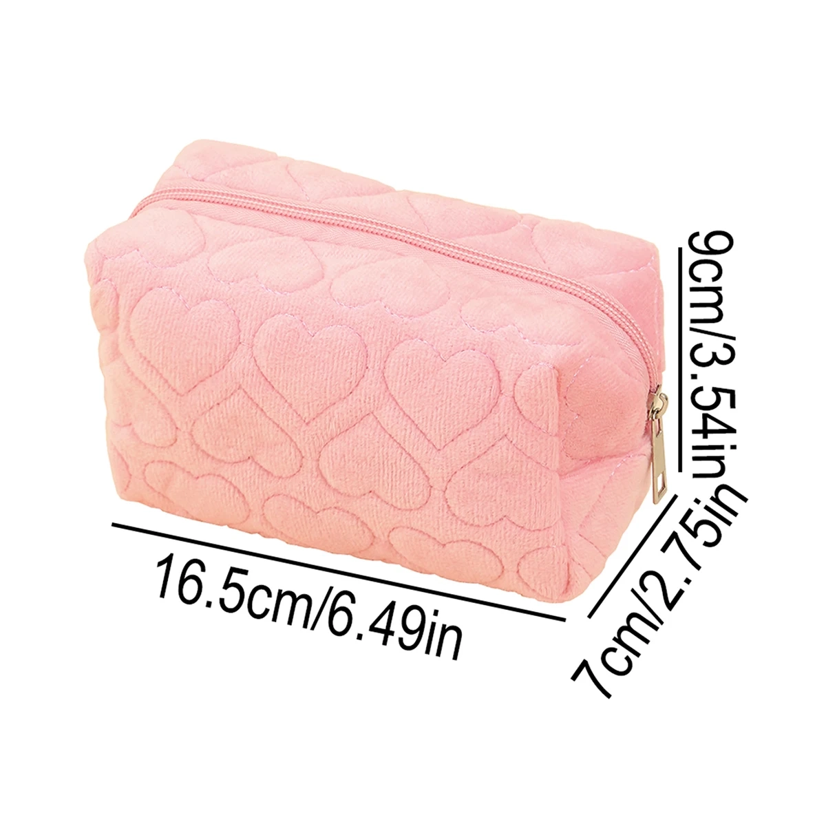 Heart Print Zipper Travel Makeup Toiletry Bag - Image 2