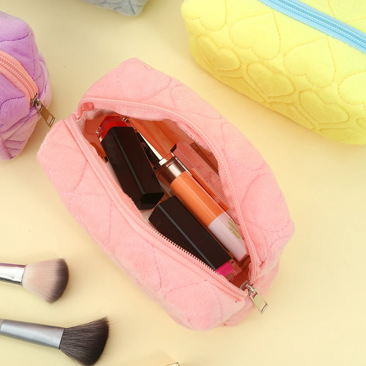 Heart Print Zipper Travel Makeup Toiletry Bag - Image 3