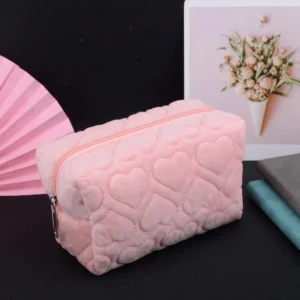 Heart Print Zipper Travel Makeup Toiletry Bag