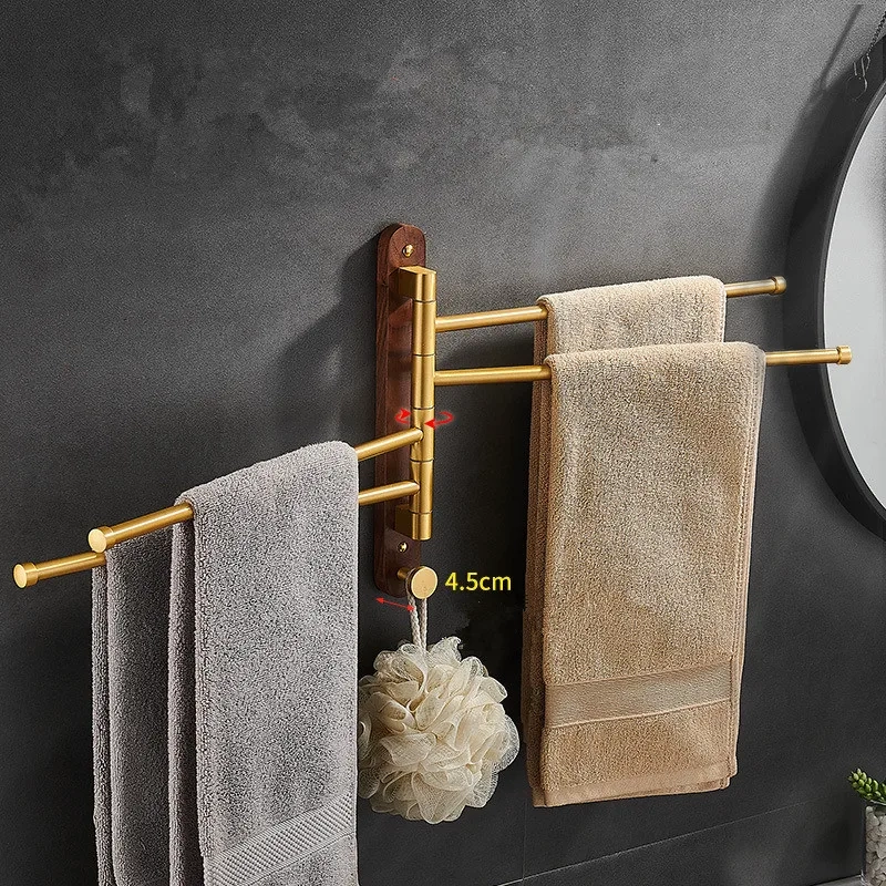Swivel Wall-Mounted Wood Towel Rack - Image 2