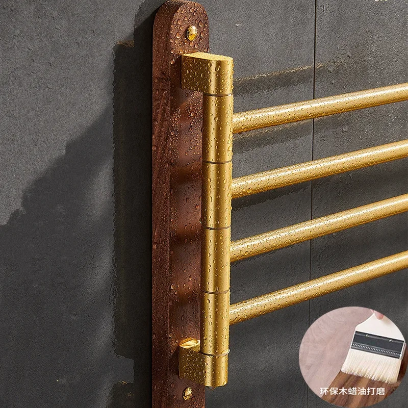Swivel Wall-Mounted Wood Towel Rack - Image 4