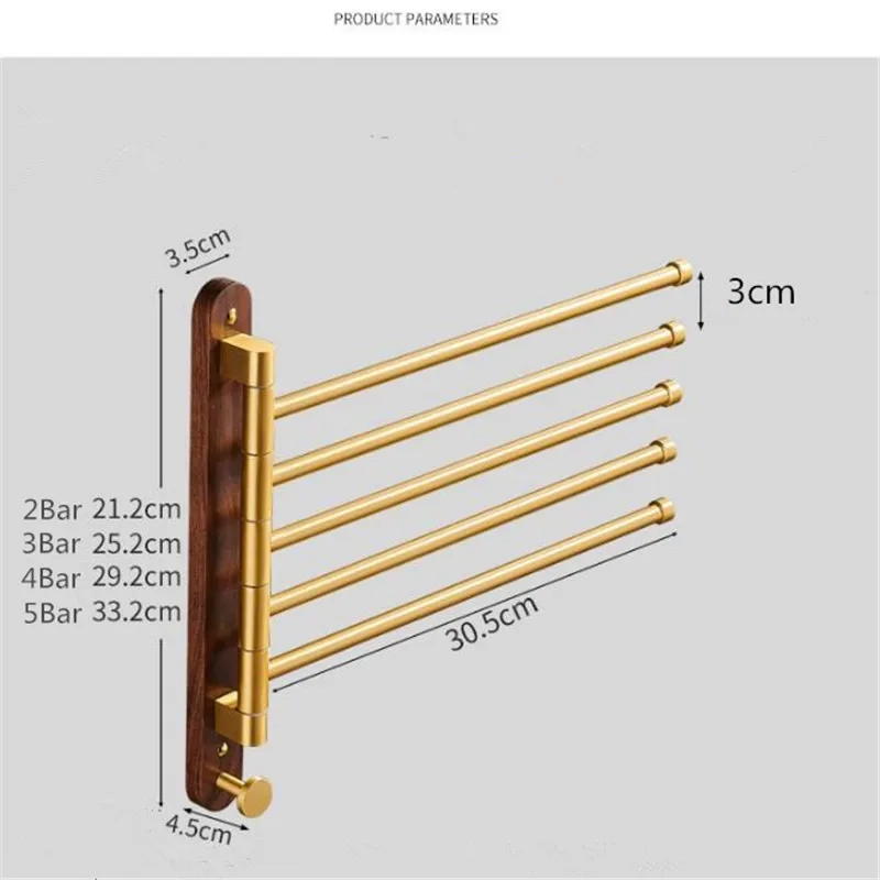 Swivel Wall-Mounted Wood Towel Rack - Image 5