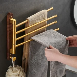Swivel Wall-Mounted Wood Towel Rack