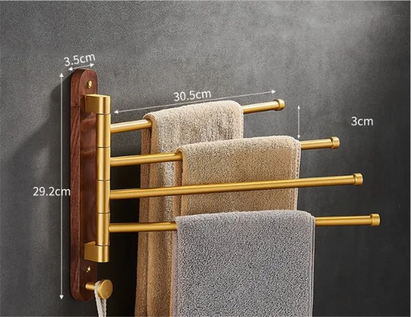 Swivel Wall-Mounted Wood Towel Rack - Image 9