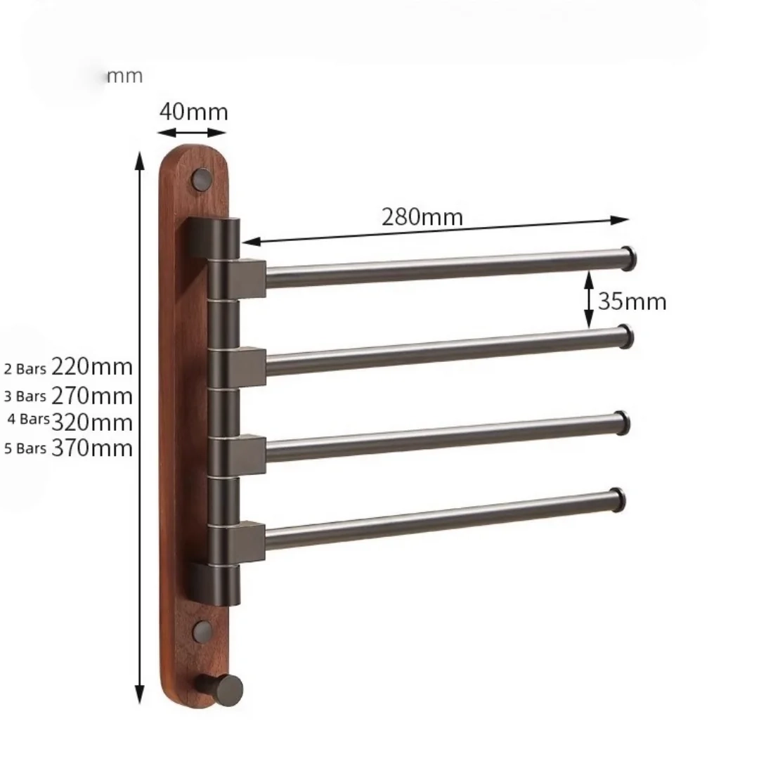 Swivel Wall-Mounted Wood Towel Rack - Image 6
