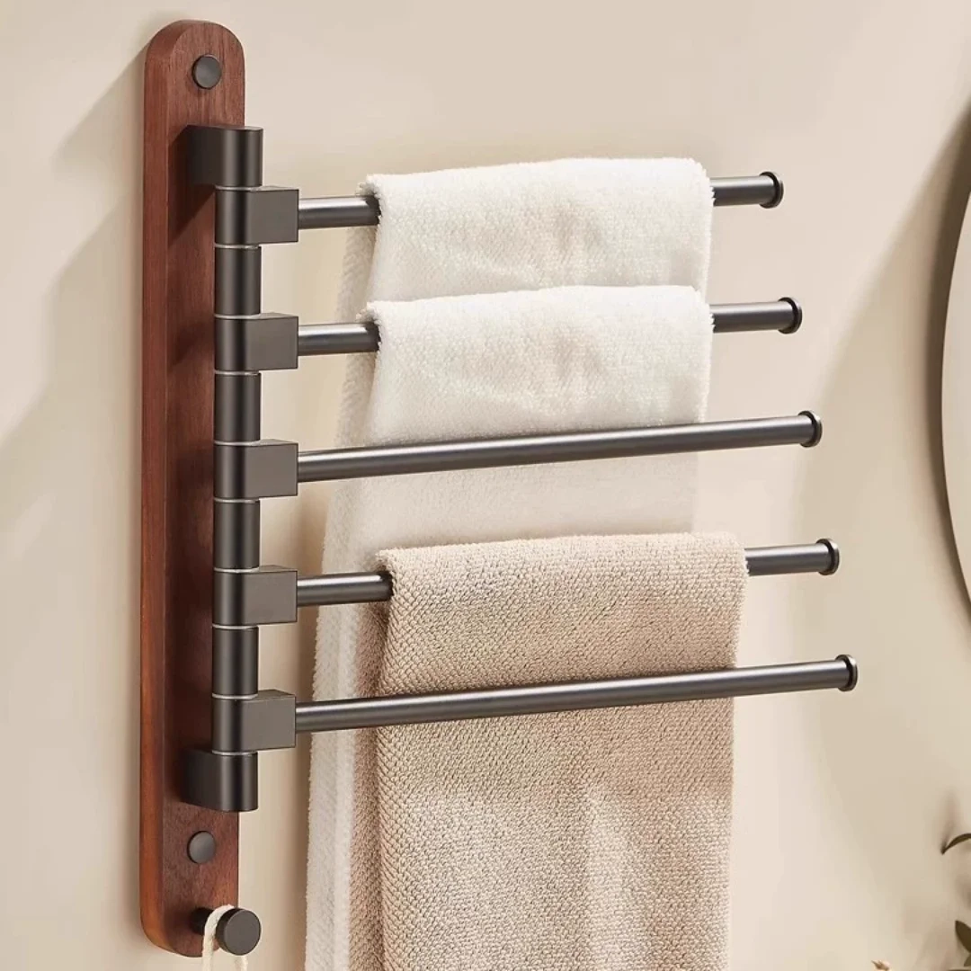 Swivel Wall-Mounted Wood Towel Rack