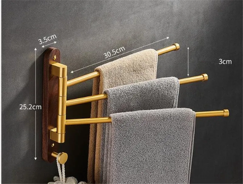 Swivel Wall-Mounted Wood Towel Rack - Image 8