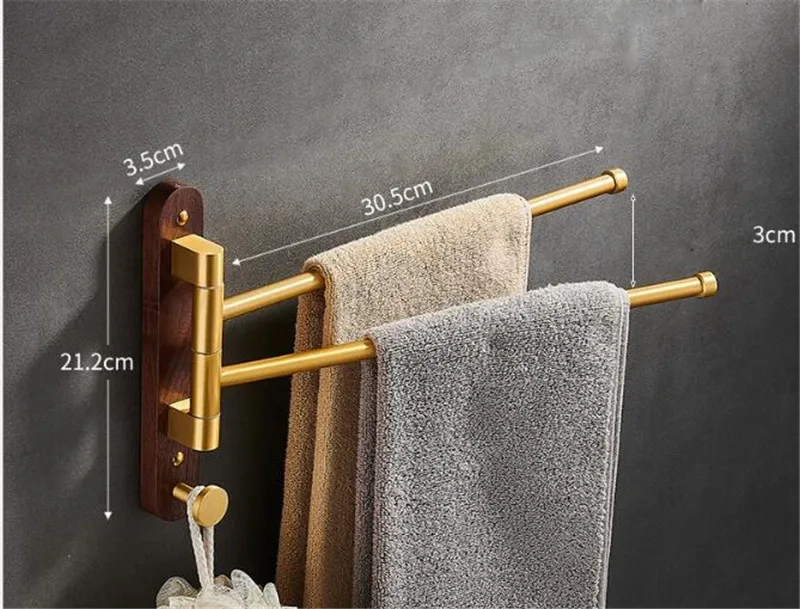 Swivel Wall-Mounted Wood Towel Rack - Image 7