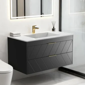 24-Inch Floating Bathroom Vanity with Resin Sink and 2 Drawers