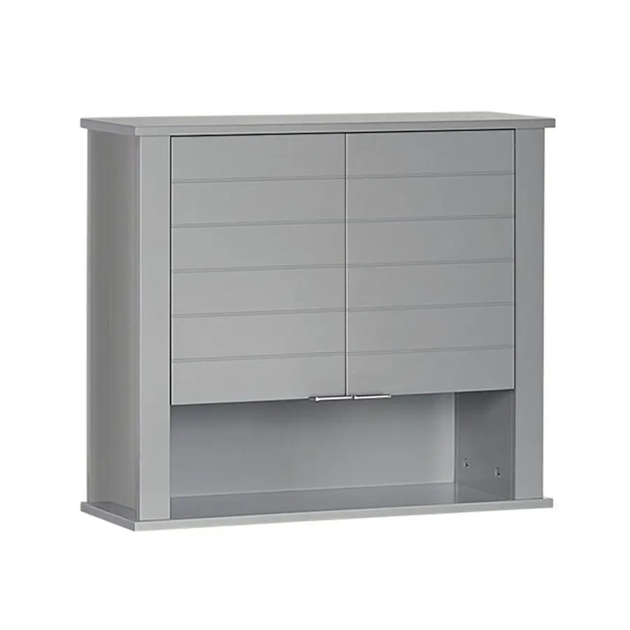 Gray Wall Mounted Bathroom Storage Cabinet with Adjustable Shelves and Two Doors