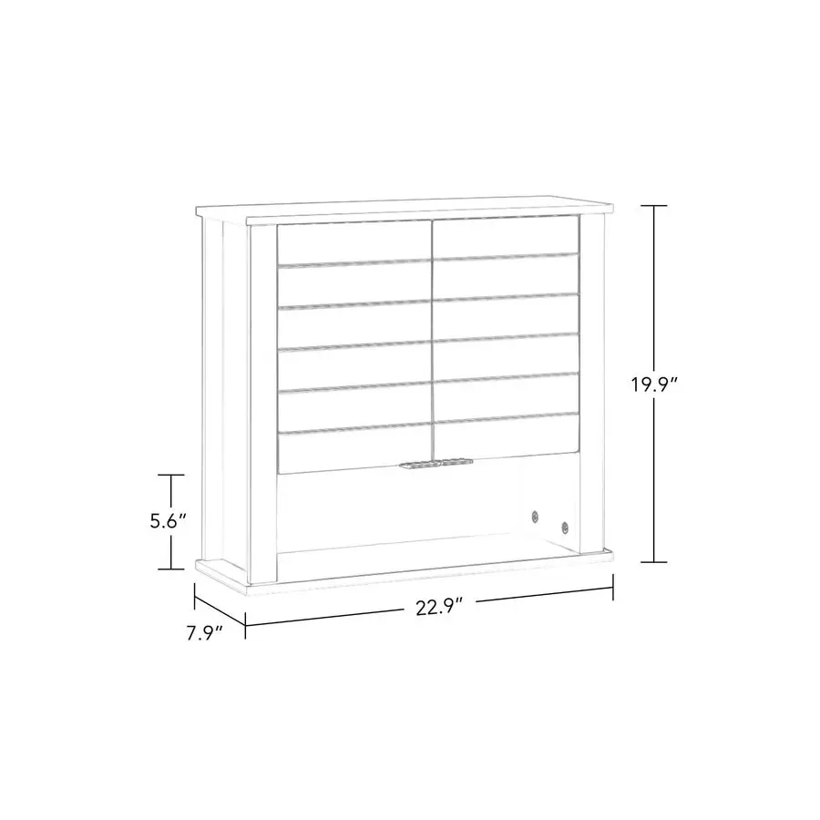Gray Wall Mounted Bathroom Storage Cabinet with Adjustable Shelves and Two Doors - Image 2